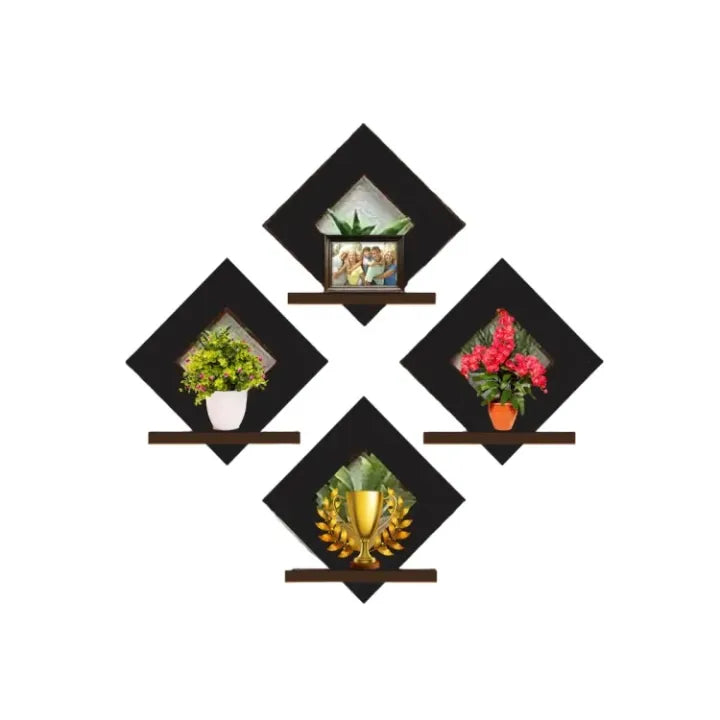 Set Of 4 Decorative Wooden Wall Art Wall Shelves For Bedroom Number of Shelves 4 Wooden Wall Shelf
