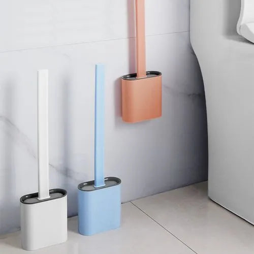 Silicone Toilet Brush with Toilet Brush Holder Creative Cleaning Brush