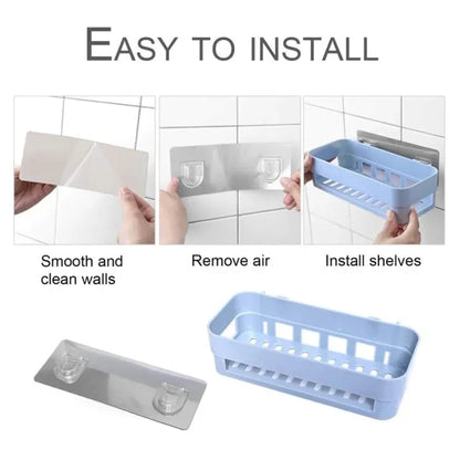 Kitchen and Bathroom Dual-use Double Suction Cup Drain Rack Debris Storage Rack Cosmetic Storage Rack - Multi Color