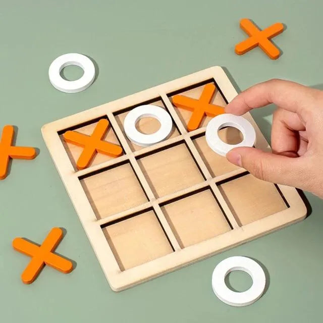 Wooden Board Tic-Tac-Toe XO Chess Board Toy kids