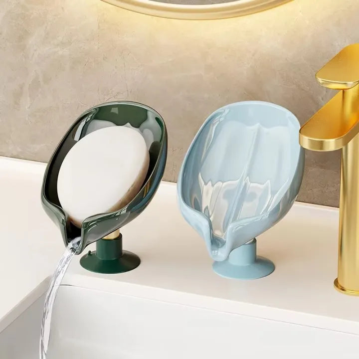 Leaf Shape Decorative Drainage Soap Holder Dish Storage Plate Tray Bathroom Soap Holder Case Soap Dispenser Self Draining Soap Holder Leaf Shape Soap