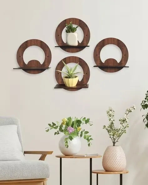 Set Of 4 Decorative Wooden Wall Art Wall Shelves For Bedroom Number of Shelves 4 Wooden Wall Shelf