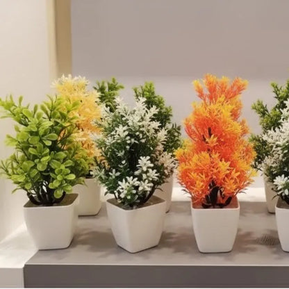 Mini Plant Artificial Decoration Piece with Pot Pack of 3,6,9,12 for Room, Home, Office, Laptop, Table & Room Decoration