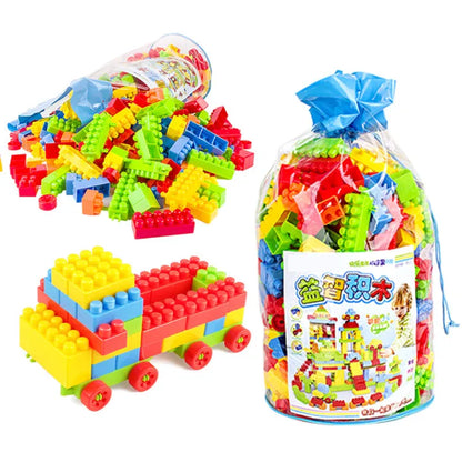 500 Pcs Set - Interlocking Linking Stick Building Blocks Toy Set Creative Educational Construction Puzzle for Kids Boys Girls