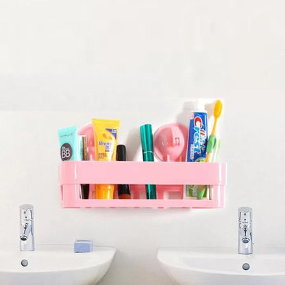 Kitchen and Bathroom Dual-use Double Suction Cup Drain Rack Debris Storage Rack Cosmetic Storage Rack - Multi Color