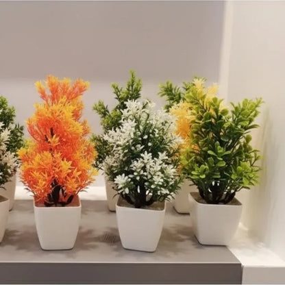 Mini Plant Artificial Decoration Piece with Pot Pack of 3,6,9,12 for Room, Home, Office, Laptop, Table & Room Decoration
