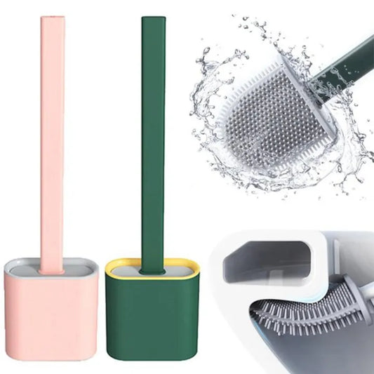 Silicone Toilet Brush with Toilet Brush Holder Creative Cleaning Brush