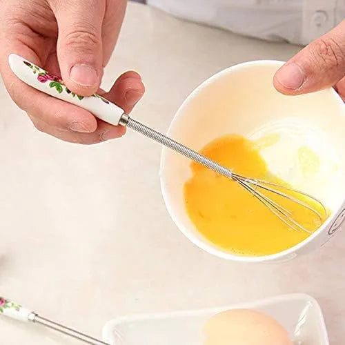 Hand Mixer Pack of 2 & 1 Multifunctional Rotary Manual Egg Beater Mixer Mini Kitchen Egg Whisk Bake Tool Egg Agitator Metal Eco-Friendly Egg Mixer (Size : 18 * 2.5cm)