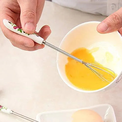 Hand Mixer Pack of 2 & 1 Multifunctional Rotary Manual Egg Beater Mixer Mini Kitchen Egg Whisk Bake Tool Egg Agitator Metal Eco-Friendly Egg Mixer (Size : 18 * 2.5cm)