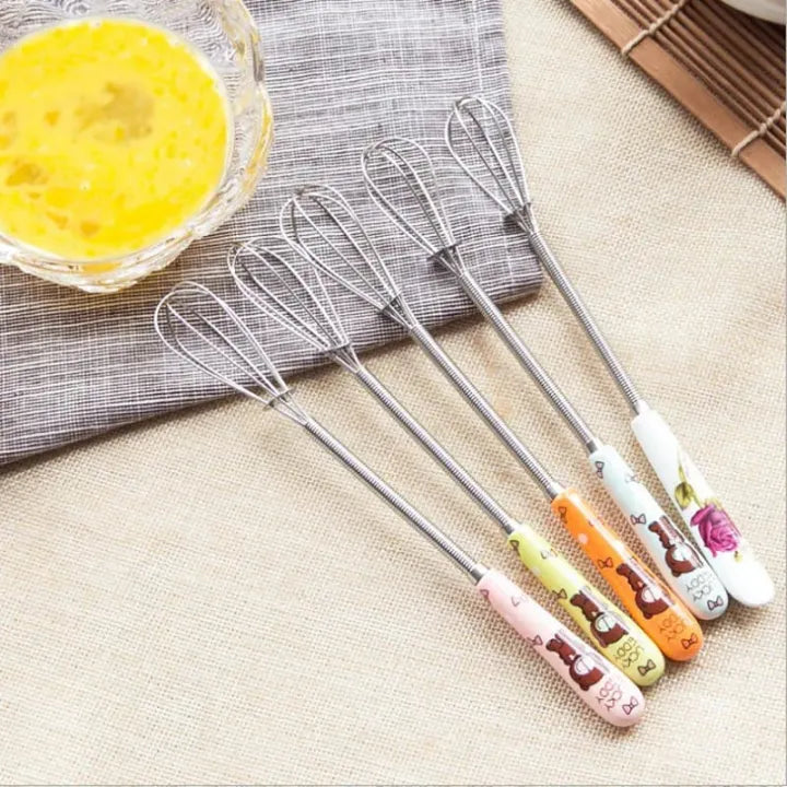 Hand Mixer Pack of 2 & 1 Multifunctional Rotary Manual Egg Beater Mixer Mini Kitchen Egg Whisk Bake Tool Egg Agitator Metal Eco-Friendly Egg Mixer (Size : 18 * 2.5cm)