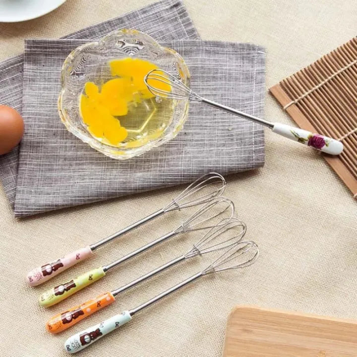 Hand Mixer Pack of 2 & 1 Multifunctional Rotary Manual Egg Beater Mixer Mini Kitchen Egg Whisk Bake Tool Egg Agitator Metal Eco-Friendly Egg Mixer (Size : 18 * 2.5cm)