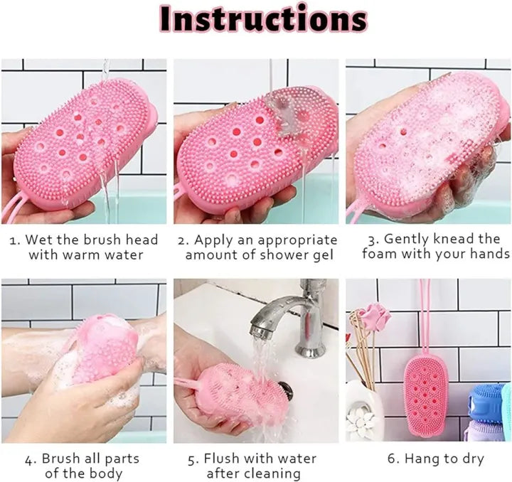 Silicone Loofah Bubloop ble Bath Scrubbing Brush Quick Foaming Sponge Soft Rubbing Massage Body Cleaner Brush for Shower Bathroom