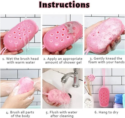 Silicone Loofah Bubloop ble Bath Scrubbing Brush Quick Foaming Sponge Soft Rubbing Massage Body Cleaner Brush for Shower Bathroom