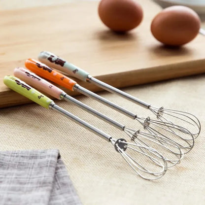 Hand Mixer Pack of 2 & 1 Multifunctional Rotary Manual Egg Beater Mixer Mini Kitchen Egg Whisk Bake Tool Egg Agitator Metal Eco-Friendly Egg Mixer (Size : 18 * 2.5cm)