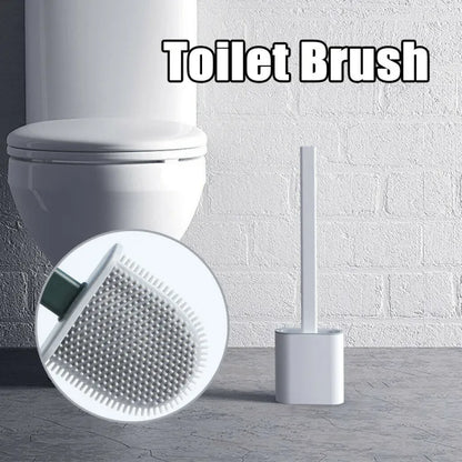 Silicone Toilet Brush with Toilet Brush Holder Creative Cleaning Brush