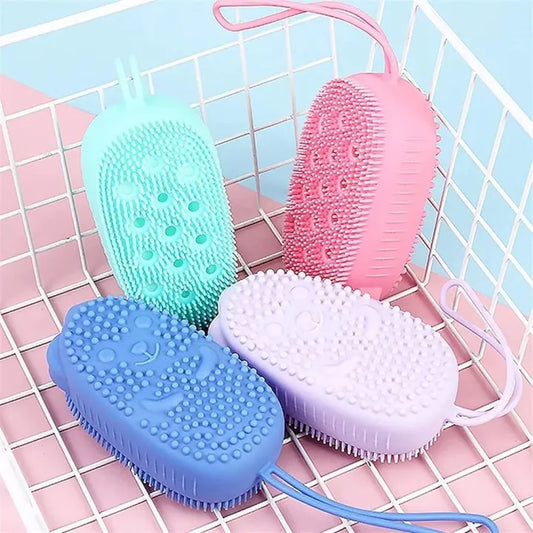 Silicone Loofah Bubloop ble Bath Scrubbing Brush Quick Foaming Sponge Soft Rubbing Massage Body Cleaner Brush for Shower Bathroom