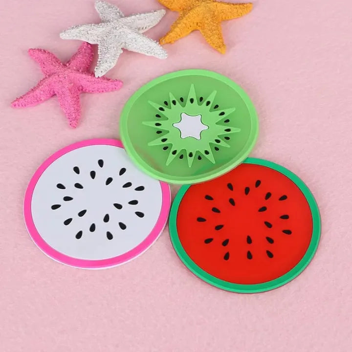 4PCs Fruit Shape Cup Coaster Silicone tea Cup Pad Slip Insulation Pad Tea Cup Mat Hot Drink Holder Mug Stand Home Kitchen Accessories