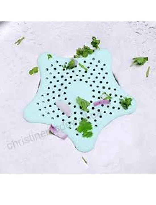 Silicone Rubber Starfish Hair Catcher Kitchen Sink Strainer Bath Drain Cover Trap Basin, Silicone Starfish Sink Filter TPR Material Suction Cup Drain Cover for Kitchen and Bathroom (Pack of 1)