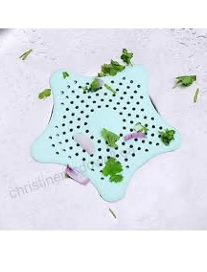 Silicone Rubber Starfish Hair Catcher Kitchen Sink Strainer Bath Drain Cover Trap Basin, Silicone Starfish Sink Filter TPR Material Suction Cup Drain Cover for Kitchen and Bathroom (Pack of 1)