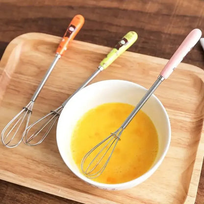 Hand Mixer Pack of 2 & 1 Multifunctional Rotary Manual Egg Beater Mixer Mini Kitchen Egg Whisk Bake Tool Egg Agitator Metal Eco-Friendly Egg Mixer (Size : 18 * 2.5cm)