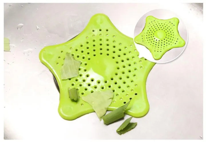 Silicone Rubber Starfish Hair Catcher Kitchen Sink Strainer Bath Drain Cover Trap Basin, Silicone Starfish Sink Filter TPR Material Suction Cup Drain Cover for Kitchen and Bathroom (Pack of 1)