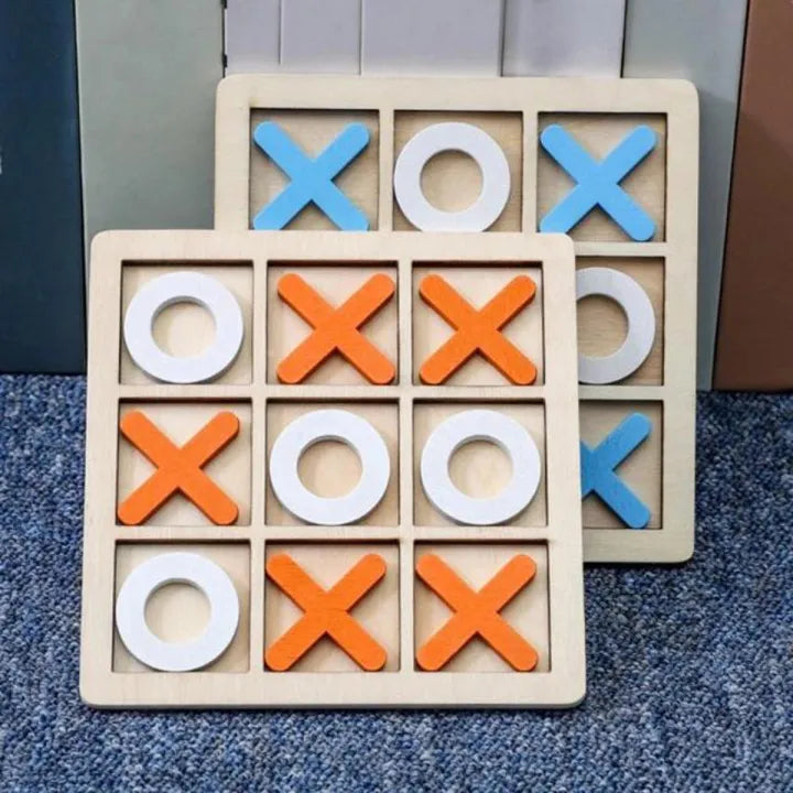 Wooden Board Tic-Tac-Toe XO Chess Board Toy kids