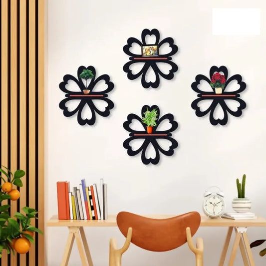 Set Of 4 Decorative Wooden Wall Art Wall Shelves For Bedroom Number of Shelves 4 Wooden Wall Shelf