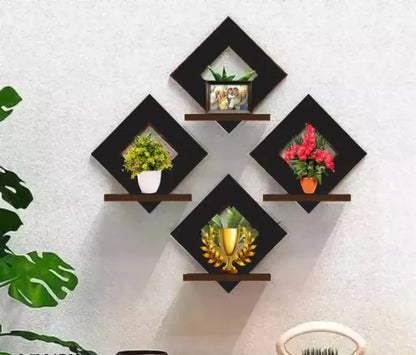 Set Of 4 Decorative Wooden Wall Art Wall Shelves For Bedroom Number of Shelves 4 Wooden Wall Shelf